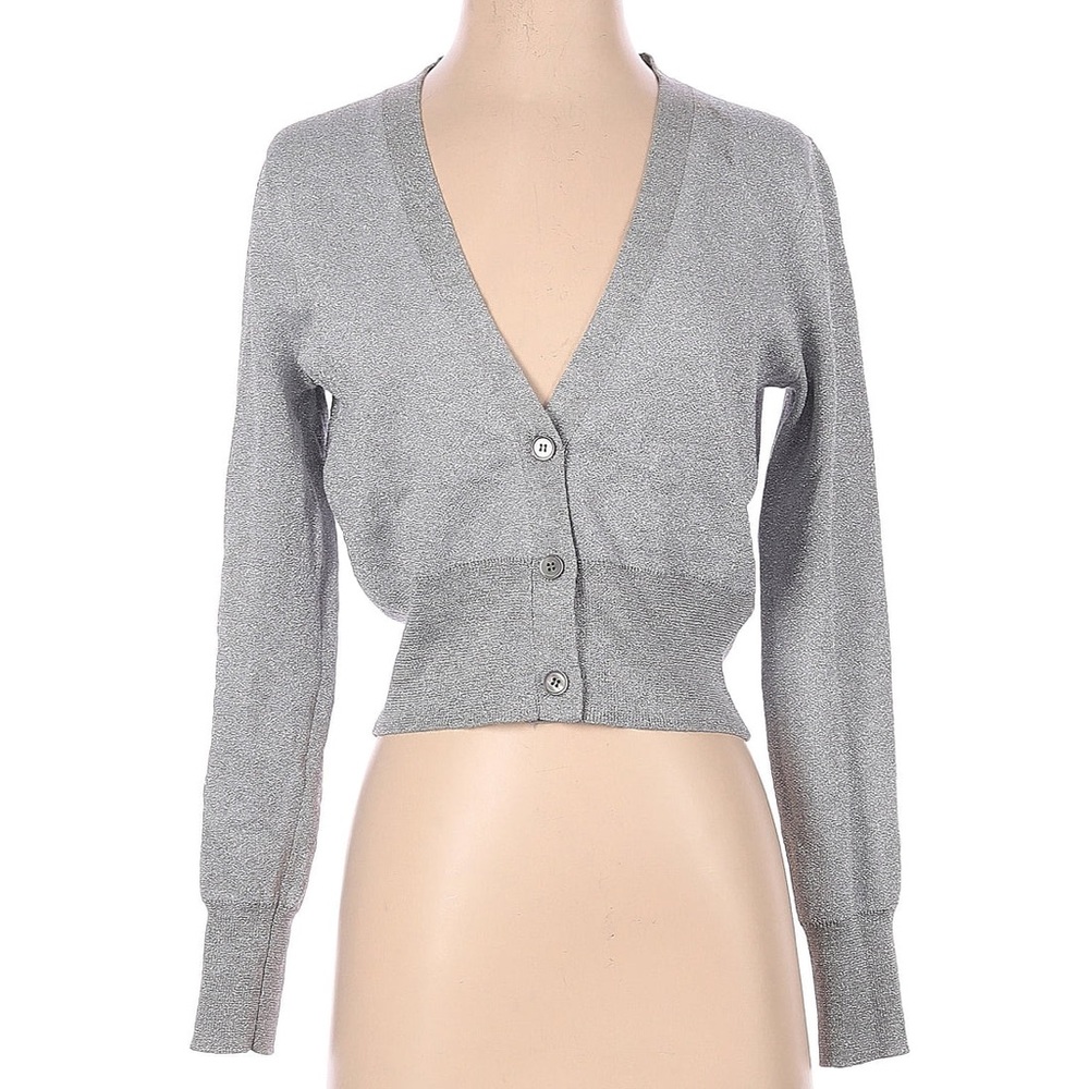 J.CREW - silver cardigan Vneck - size S